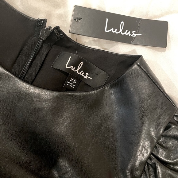 Lulu’s Black Vegan Leather Puff Sleeve Mini Dress - Picture 9 of 11